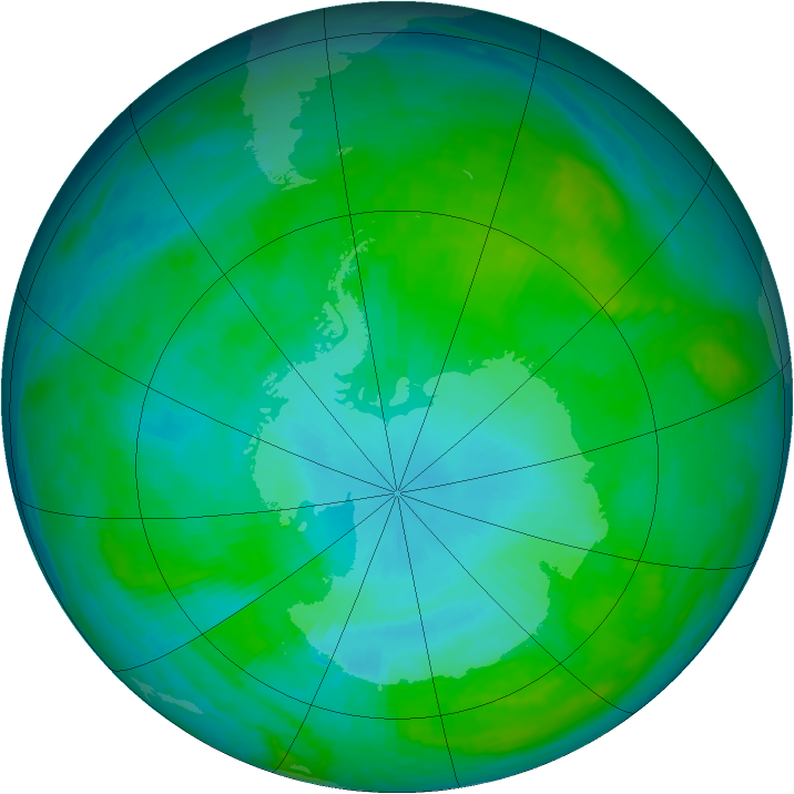 Antarctic ozone map for 24 January 1988